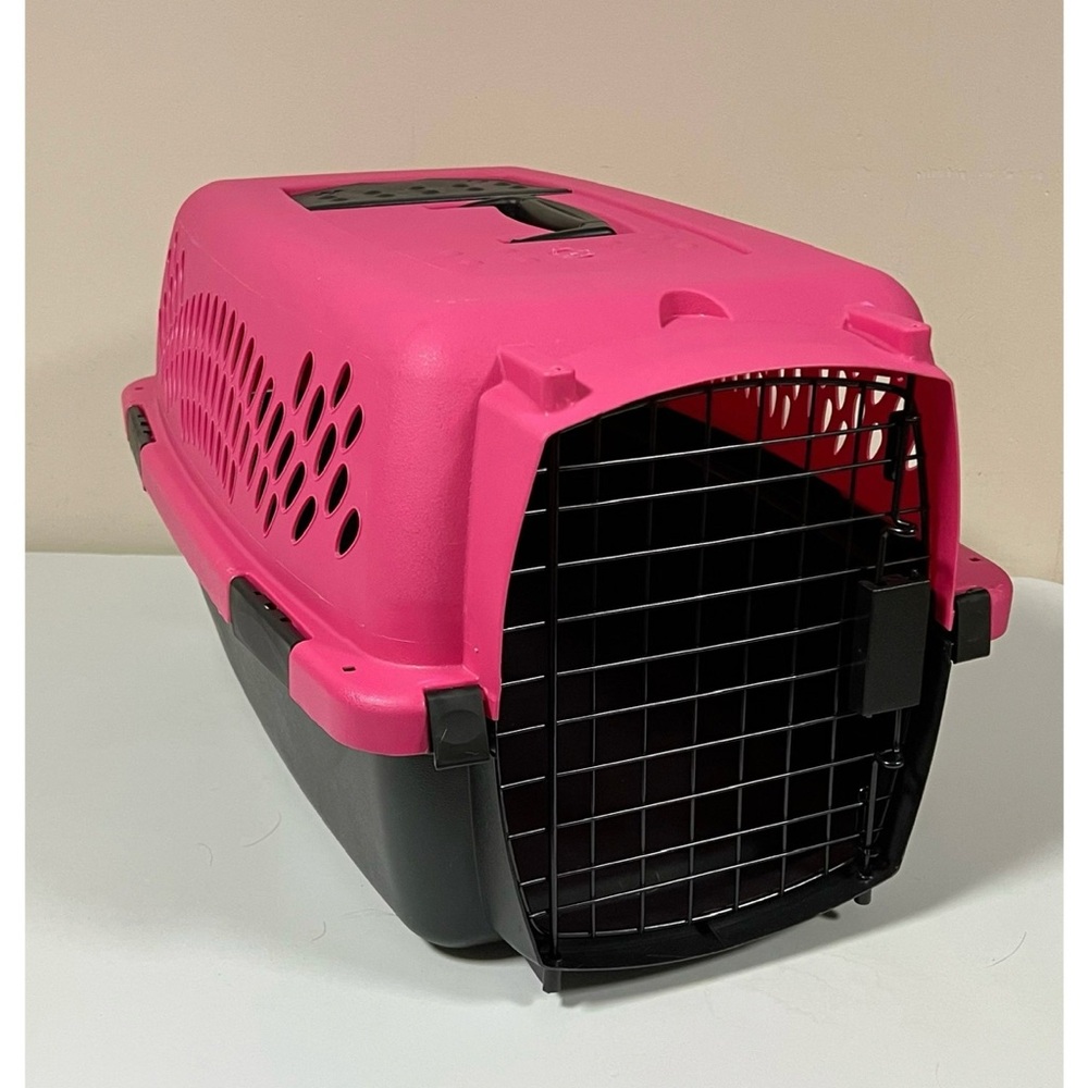 Hot Pink Black Pet Cat Dog Pets 23” Crate Carrier Kennel for Travel Transport 🩷